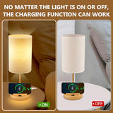 Dreamholder Table Lamp with 3 USB Charging Ports, Modern Desk Lamp with AC Outlet and Phone Stands, Perfect Bedside Lamp for Bedroom, Living Room, Office (Pack of 2)