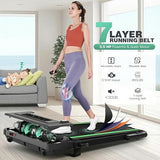Treadmill with Desk Workstation & Adjustable Height, 450 LBS Weight Capacity, Folding Treadmill with 15% Incline, Bluetooth Speaker & App, Portable 3.5HP Walking Pad