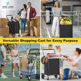 4.5 Cu Ft Folding Shopping Cart - 420 LB Capacity Grocery Cart with 360° Braked Swivel Wheels