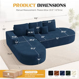 112" Modern Curved Cloud Couch, Boneless Couches for Living Room with Deep Seat