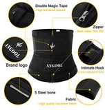 ANGOOL Neopren Waist Trainer For Women,Workout Plus Size Trimmer Belt Sauna Sweat Corset Cincher With Zipper Black