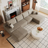 135" Oversized U Shaped Cloud Modular Sectional Sofa with Right Facing Chaise Daybed and Movable Ottoman