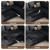 wanan Sectional Sleeper Sofa with Pull Out Couch Bed, 5 Seats Modular L Shaped Cloud Couch with Storage Chaise