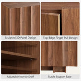 win2win 30.8" Fluted Sideboard Buffet Cabinet with Storage,Walnut, 3Pcs