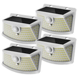 Aootek New Solar Motion Sensor Lights 120 LEDs with Lights Reflector,270° Wide Angle, IP65 Waterproof, Step Lights for Front Door, Yard, Garage, Deck (White, Daylight White, 4-Pack)