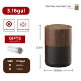 LEASYLIFE 3.1 GAL Modern Metal Trash Can with Realistic Wood Texture,Built-in Bag Holder,Flip Lid,Small Bathroom Garbage Can for Bathroom,Home,Office,Living Room (3.1gal Swing lid)
