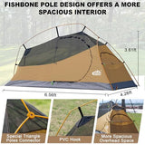 1 Person Backpacking Tent Waterproof Windproof Single Person Tent Lighweight Compact One Person Tent Easy Setup for Camping, Hiking, Mountaineering, Cycling, Biking - Khaki