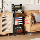 10-Tier Rolling File Cart - Mesh Paper Organizer with Drawer & Hanging File