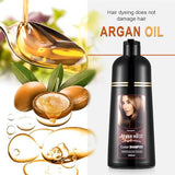 Dark Brown Hair Dye Shampoo 3 in 1, Covers Gray in Minutes, with Argan Oil, Long Lasting Color, Easy At-Home Use for Women & Men, 100% Gray Coverage, Gentle Herbal Formula, Natural color shampoo