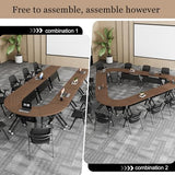 Conference Table, Round | Rectangular Training Table, Mobile Modular Meeting Room Table with Locking Wheels