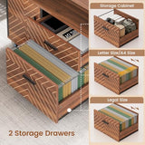 71" Executive Desk with Rolling File Cabinet, Large Office Desk with Drawers, L Shaped Computer Desk, Brown