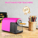 Electric Pencil Sharpener for Classroom, 6 Holes, Cordless & Rechargeable