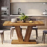 Tribesigns 47-Inch Dining Table for 4, Walnut Brown Kitchen Dinner Table with Heavy Duty Pedestal