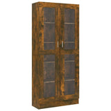 Rustic Oak Bookshelf with Doors - 186cm Tall Freestanding CD Storage Unit & Stylish Bookcase for Living Room & Home Office - Modern Sideboard Organizer