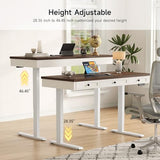 Standing Desk with 3 Drawers, 55 x 24 Inch Electric Height Adjustable Desk with Storage & Outlets