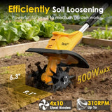 Cordless Tiller Cultivator for DEWALT 20V MAX Battery (Tool Only), 310RPM Electric Rototiller Garden Tool with 40 Steel Tines, 9.1In Tilling Width & 6.3In Depth Tiller