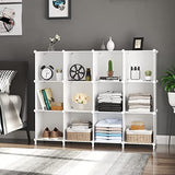 AWTATOS Cube Storage Organizer Storage 12 Cube Bookshelf DIY Plastic Closet Clothes Storage Shelves, White