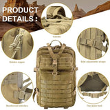 aiGear Tactical Backpack for Men, 45L Military Backpack, 3-Day Bug Out Bag for Camping Hiking Hunting with Molle System Army Daypack (45L Khaki)