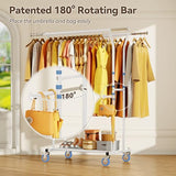 YGleeao Heavy Duty Clothes Rack for Hanging Clothing: 800LBS Rolling Coat Racks Poartable Garment with Wheels Shelves Freestanding Sturdy Metal Adjustable
