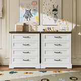 AODK White Farmhouse 4 Drawer Dresser for Bedroom, 39" Tall Engineered Wooden Chest of Drawers with Metal Handle, Modern Storage Cabinet and Organizers for Closet, Living Room, Entryway, Walnut Top