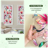 Aomkmi Stained Glass Window Film, Floral Window Privacy Film for Bathroom Living Room Home Decal, UV Protection Static Cling Films for Glass, 23 x 78.74 Inch