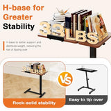 Small Standing Desk Rolling Table Adjustable Height, Laptop Mobile Stand with Wheels, Brown