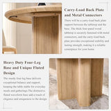 T4TREAM 47" Fluted Round Dining Table for Kitchen Living Room, Natural Oak