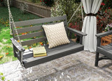GREENVINES Porch Swing | 51’’ | HDPE Plastic | for Outdoor Patio | All Weather | Waterproof Bench Swings | w/ 4 Stainless Steel Chains | Grey