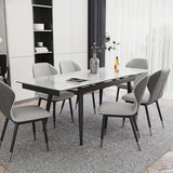 Extendable Dining Table for 4-8, 55"- 78" Rectangular Sintered Stone Dining Room Table