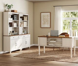 Home Office Furniture Set, 56" Executive Desk with Charging Station, 72" Tall Bookcase with 4 Doors and 2 Drawers