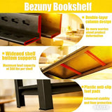 6-Tier Bookcase, Metal Bookshelf & Large Printer Stand,40" W x 82" H Industrial Tall Book Shelf Printer Table for Office