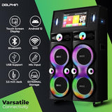 Dolphin Karaoke Machine with Screen – Karaokebox 4120: Quad 12" Big Karaoke Machine, 18.5" Touchscreen Lyrics Display, WiFi, Bluetooth Speakers, 2 UHF Wireless Mics, Powerful Sound System & Deep Bass
