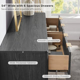 T4TREAM 54" Wide Fluted 6 Drawer Dresser for Bedroom