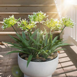 HIFORESTAR 8 Bundles Artificial Flowers Plants for Outdoor Planters | 18.9 in Green Large Fake Flowers | Spring Summer Look Real Plasic Faux Plant for Front Porch Pathway Garden Patio (Green)