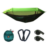 QZQHNYJ Recreation 1-2 Person Portable Outdoor Camping Hammock with Awning Mosquito Net High Strength Parachute Fabric Hanging Bed Hunting Swing Gifts for Hikers