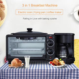 Breakfast Station with Coffee Maker, 1250W Electric 9L Non-Stick Toaster Oven with Frying Pan, Multi-Function Sandwich Maker for Eggs, Bacon, Sausages