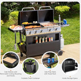 Sophia & William Propane Gas Grill and Griddle Combo with Porcelain-Enameled Cast Iron Grates, Dual Outdoor BBQ Grill with Flat Top Griddle