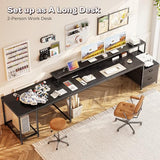 66" L Shaped Gaming Desk with LED Lights & Power Outlets, Computer Desk, Black