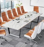 Sturdy Conference Table with Cable Management Grommets Modern Rectangle Office Meeting Table with Wood Tabletop