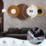 Anmotpe 32x16 inch Large Modern Mid-Century Wall Clock - Non-Ticking Silent Metal and Wood Brown Decorative Clock, Battery Operated Analog Clocks for Living Room, Bedroom, Home Decor