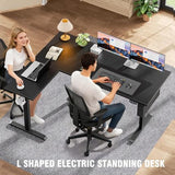L Shaped Electric Standing Desk,63 Inch Adjustable Height Sit to Stand Corner Desk with Memory Presets