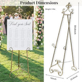60” H Vintage Easel Stand for Sign, Large Adjustable Metal Display Standing for Displaying Pictures