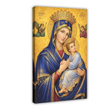 Our Lady of Perpetual Help Virgin Mary Canvas Wall Art, Traditional Byzantine Icon Mother of God And Christ Child Oil Painting Poster, Catholic Religious Spiritual Pictures for Living Room 24x36inch(