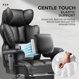 COMHOMA Big and Tall Office Chair Heavy Duty Wide Ergonomic Gaming Chair with Deluxe Embossing Leather with Foot Rest 150°Reclining Adjustable Armrests Pocket Spring Back Support and Without Pillow