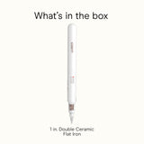 Conair Double Ceramic Flat Iron, 1-Inch Flat Iron Hair Straightener with Claw Clip, 5 Heat Settings, Extra-Long Floating Plates, White