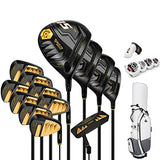 PGM Men's 13-Piece Complete Golf Club Set - Includes 3 Woods, 1 Hybrid, 7 Irons, Sand Wedge, Putter, and Stand Bag - RH