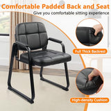 Waiting Room Guest Chair with Bonded Leather Padded Arm Rest for Office Reception