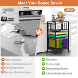 EasyPAG Rolling Cart with Storage Drawer, Under Desk Filling Cabinet with Mail Sorter, Pull Out Hanging File Rack for Letter Size Folders, Mobile Utility Craft Cart for Home Office, Black