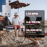 GASLAND 1.32 GPM Portable Gas Tankless Water Heater,Outdoor Propane Camping Water Heater, 5L, White, AS132