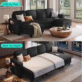LINSY HOME Sectional Couches for Living Room, 106" U Shape 4 Seats, Black